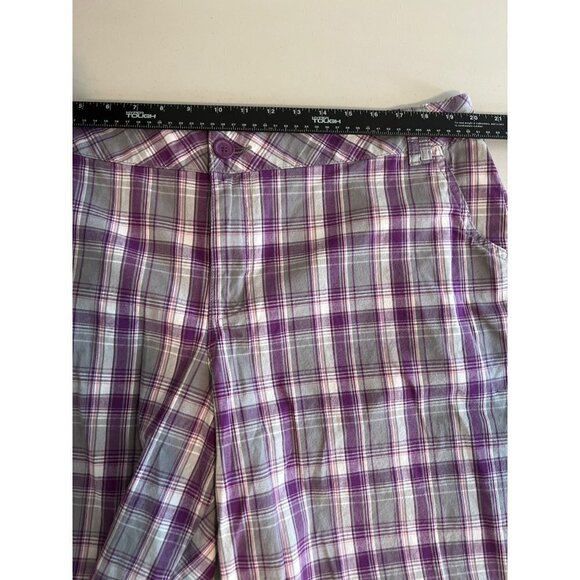 Lane Bryant Sz 20 Plaid Bermuda Shorts Purple Grey Plaid - Picture 7 of 10
